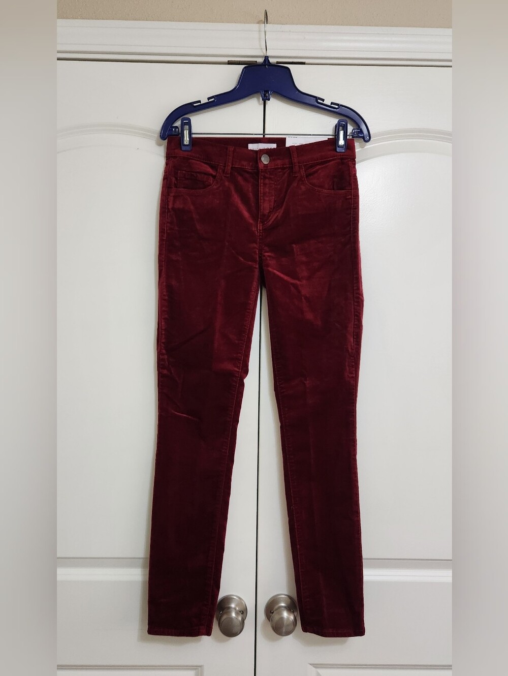 LOFT Burgundy Velvet Skinny Pants - Picture 2 of 8